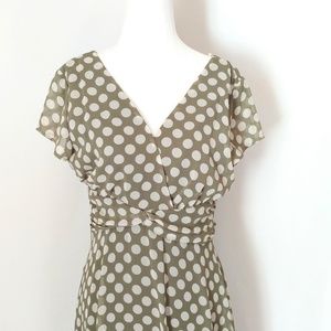 Dress Barn Long Green White Polka Dot Dress, 8